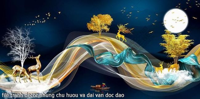 file tranh decor nhung chu huou va dai van doc dao